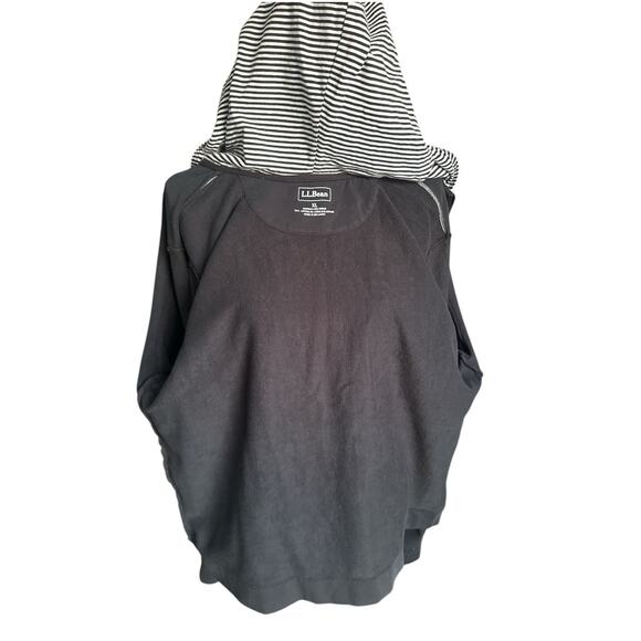 L.L.Bean Women's XL Gray Full-Zip Jacket Hooded Stripped Sweatshirt Cotton - Picture 5 of 5